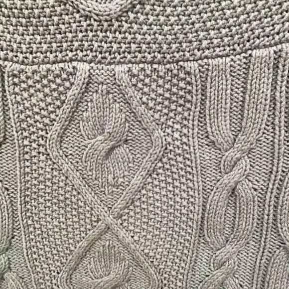 J. JILL Gray Knit Short Sleeve Cardigan Size Medium Cable Knit Chunky Open Front - Picture 6 of 7
